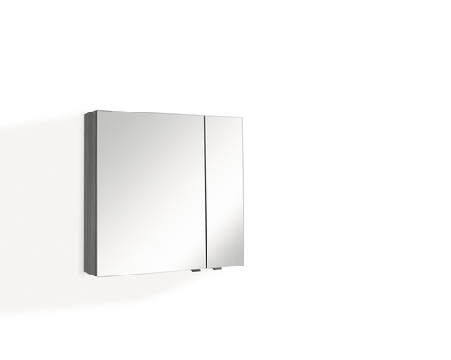Armoire de toilette Marlin Bad 3980 lxhxp 70x68.2x17.6 cm châtaignier graphite Armoire de toilette à deux portes pour la salle de bain