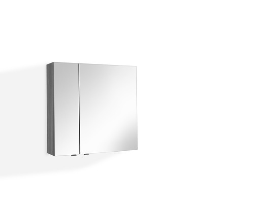 Armoire de toilette Marlin Bad 3980 lxhxp 70x68.2x17.6 cm châtaignier graphite Armoire de toilette à deux portes pour la salle de bain