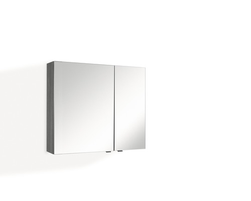 Armoire de toilette Marlin Bad 3980 lxhxp 80x68.2x17.6 cm châtaignier graphite Armoire de salle de bain avec portes miroir