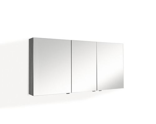 Armoire de toilette Marlin Bad 3980 lxhxp 140x68.2x17.6 cm châtaignier graphite Armoire de toilette à trois portes pour la salle de bain