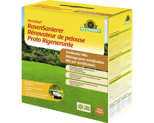 Rénovateur de pelouse TerraVital de Neudorff en emballage de 4,5 kilogrammes pour 150 mètres carrés de pelouse