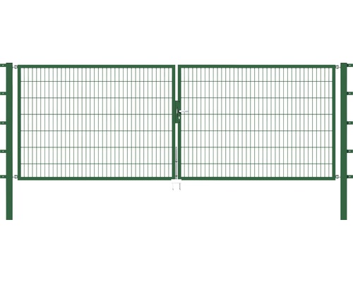 Portillon grillagé double ALBERTS Flexo 400 x 140 cm y compris poteaux 8 x 8 cm vert