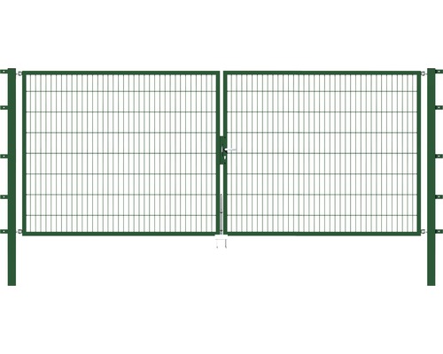 Portillon grillagé double ALBERTS Flexo 400 x 160 cm y compris poteaux 8 x 8 cm vert