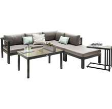 Ensemble de salon de jardin avec canapé d''angle, table basse et table d''appoint