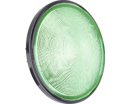 Runde Poollampe mit grünem Licht