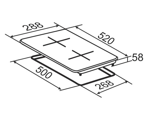 Abmessungen eines Kochfeldes