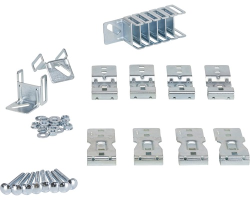 Set de fixations spécial ARON pour porte sectionnelle Classic (pack = 8 unités) Assortiment de fixations métalliques, vis et écrous