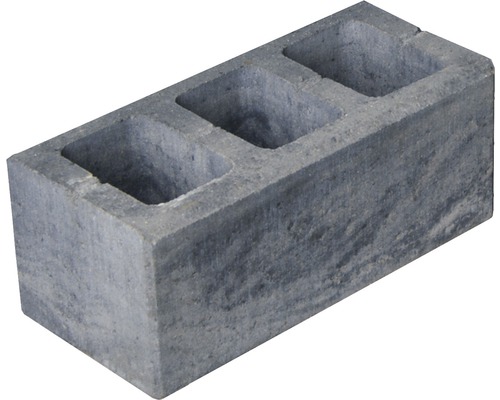 Bloc creux en béton gris avec trois trous