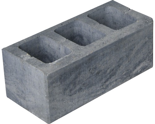 Grauer Beton-Hohlblockstein mit drei Löchern