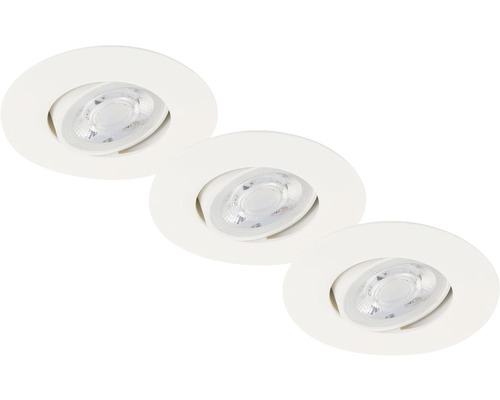 Ensemble de spots à encastrer LED 3 pces IP23 3x5W 3x460 lm 3000 K blanc chaud rond blanc Ø 90/68 mm 230V Ensemble de spots à encastrer LED 3 pces IP23 3x5W 3x460 lm 3000 K blanc chaud rond blanc Ø 90/68 mm 230V