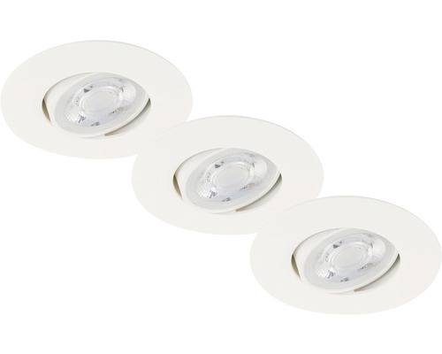 Ensemble de spots à encastrer LED 3 pces IP23 3x5W 3x460 lm 3000 K blanc chaud rond blanc Ø 90/68 mm 230V