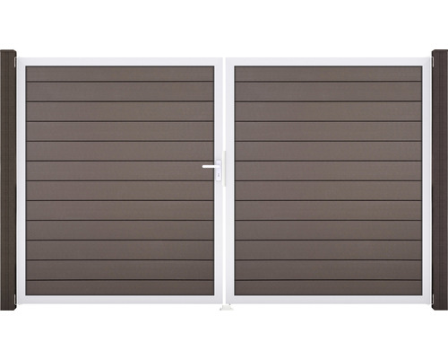 Doppeltor GroJa Flex links Rahmen Aluminium 300 x 180 cm terra