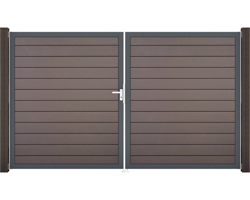 Portail double GroJa Flex gauche cadre anthracite 300 x 180 cm terre cuite