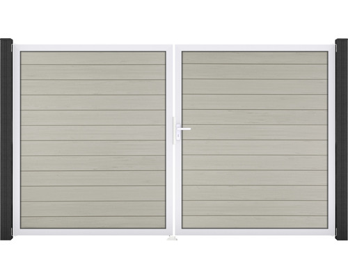 Portail double GroJa Flex droite cadre aluminium 300 x 180 cm bi-colore