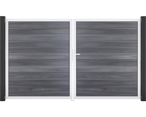 Portail double GroJa Flex droite cadre aluminium 300 x 180 cm gris pierre