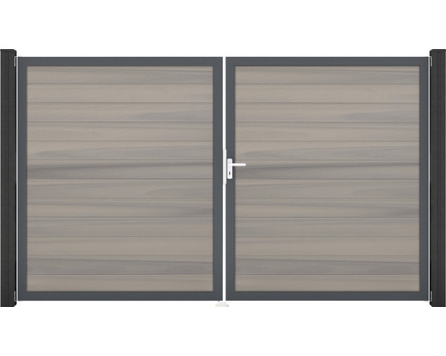 Portail double GroJa Flex droite cadre anthracite 300 x 180 cm bi-colore co-extrudé