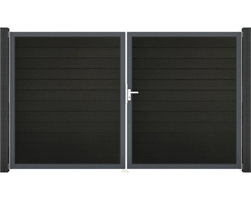 Portail double GroJa Flex droite cadre anthracite 300 x 180 cm noir
