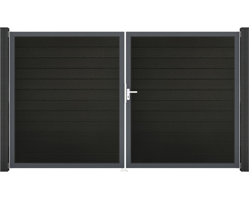 Portillon double GroJa Flex à droite prémonté sans poteaux cadre anthracite 300 x 180 cm noir