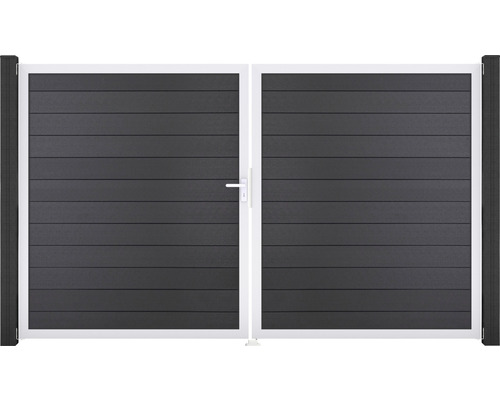 Portillon double GroJa Flex à gauche prémonté sans poteaux cadre aluminium 300 x 180 cm anthracite