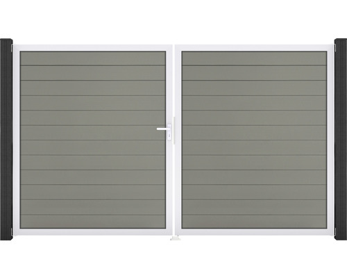 Portillon double GroJa Flex à gauche prémonté sans poteaux cadre aluminium 300 x 180 cm gris