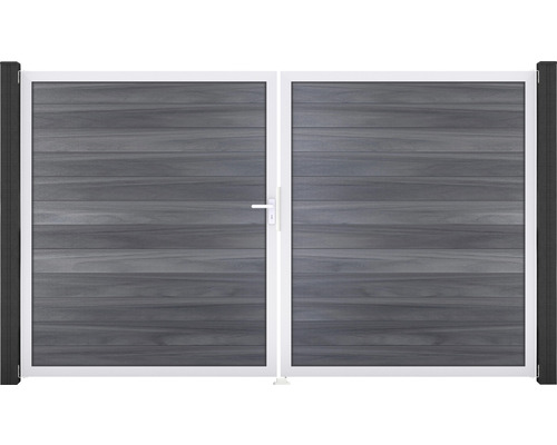 Portail double GroJa Flex gauche cadre aluminium 300 x 180 cm gris pierre