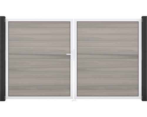 Portail double GroJa Flex gauche cadre aluminium 300 x 180 cm bi-colore co-extrudé