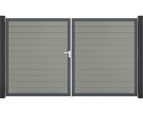 Portillon double GroJa Flex à gauche prémonté sans poteaux cadre anthracite 300 x 180 cm gris