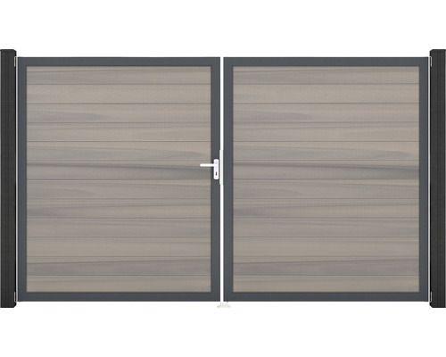 Portail double GroJa Flex gauche cadre anthracite 300 x 180 cm bi-colore co-extrudé