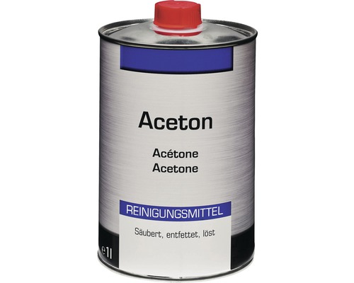 Acétone 1 l Acétone dans un seau métallique avec fermeture rouge, un litre