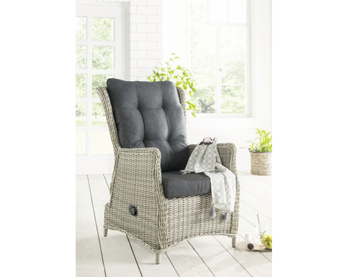 Fauteuil lounge Destiny Casa réglage en rotin synthétique blanc