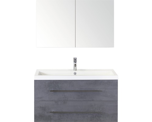 Badmöbel-Set Sanox Straight Frontfarbe beton anthrazit BxHxT 100x170x40 cm mit Mineralgusswaschtisch und Spiegelschrank Badmöbel-Set Sanox Straight Frontfarbe beton anthrazit BxHxT 100x170x40 cm mit Mineralgusswaschtisch und Spiegelschrank