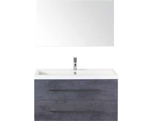 Badmöbel-Set Sanox Straight Frontfarbe beton anthrazit BxHxT 100x170x40 cm mit Mineralgusswaschtisch und Spiegel Badmöbel-Set Sanox Straight Frontfarbe beton anthrazit BxHxT 100x170x40 cm mit Mineralgusswaschtisch und Spiegel