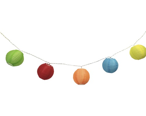 Guirlande lumineuse avec lanternes en papier colorées pour un éclairage d''ambiance