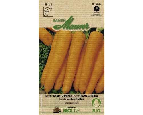 Graines de légumes Knospe Bio carotte Nantes 2 Milan Samen Mauser