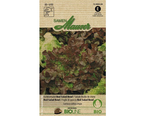 BIO Eichblattsalat 'Red Salad Bowl' Samen – Samenfester Pflücksalat, Nussig & Rot-grün, 500 Samen Für Garten & Balkon