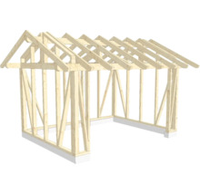 Construction à ossature bois d''un carport avec chevrons et poteaux
