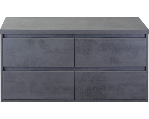 Meuble sous vasque Porto 120 cm 4 tiroirs avec plan de lavabo béton anthracite