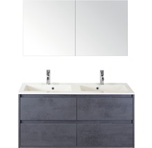 Waschtisch mit Doppelwaschbecken, Unterschrank und Spiegelschrank