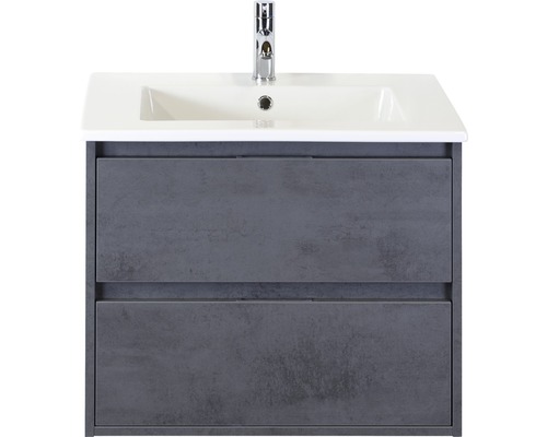 Set de meubles de salle de bains sanox Porto 70 cm béton anthracite 2 pièces meuble bas avec lavabo en céramique