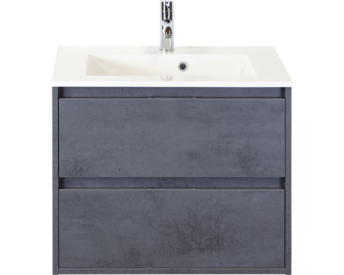 Set de meubles de salle de bains sanox Porto 70 cm béton anthracite 2 pièces meuble bas avec lavabo en fonte minérale