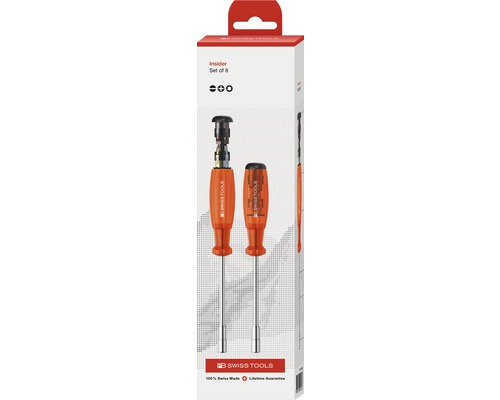 PB Swiss Tools Support universel Insider Long pour embouts 1/4" PB 6465 CBB PB Swiss Tools Jeu de tournevis Insider avec huit pièces dans son emballage