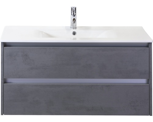 Lavabo avec meuble bas Sanox DANTE lxhxp 101x52x46 cm couleur de façade béton anthracite 81700941