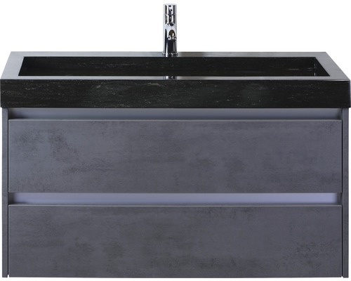 Lavabo en pierre naturelle avec meuble bas Sanox DANTE lxhxp 101x58x45.5 cm couleur de façade béton anthracite 81706541