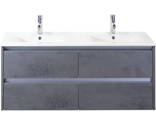 Lavabo double avec meuble bas Sanox DANTE lxhxp 121x52x46 cm couleur de façade béton anthracite 81701341