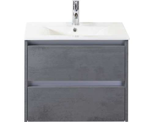 Lavabo avec meuble bas Sanox DANTE lxhxp 61x52x46 cm couleur de façade béton anthracite 81700141