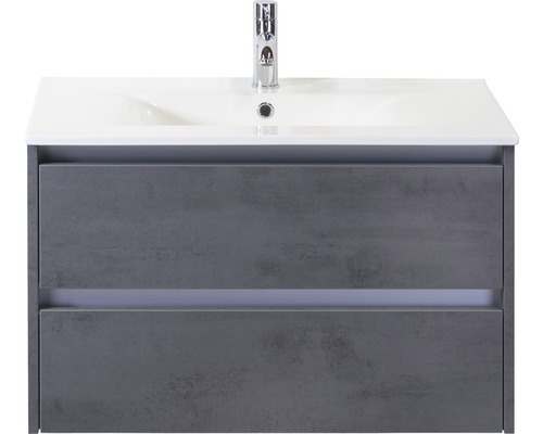 Ensemble de meubles de salle de bains Dante 80 cm avec vasque en céramique béton anthracite