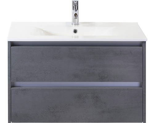 Lavabo avec meuble bas Sanox DANTE lxhxp 81x52x46 cm couleur de façade béton anthracite 81700541