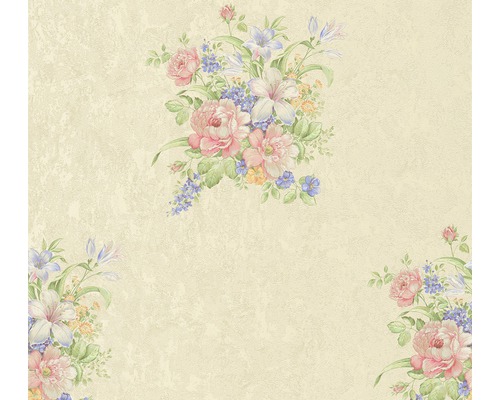 Papier peint intissé 37225-1 Romantico vert Bouquet rose