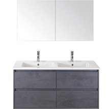 Meuble-lavabo avec double vasque, meuble bas avec tiroirs et armoire de toilette
