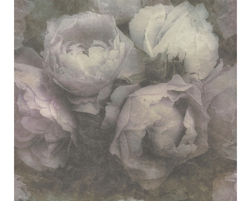 Papier peint intissé 37392-1 New Walls pivoines violet vert Gros plan de fleurs de roses
